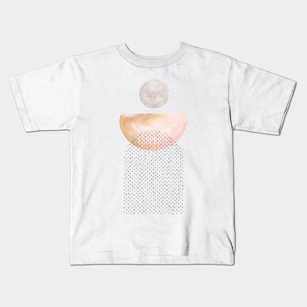 Pastel mid century modern shapes Kids T-Shirt by WhalesWay